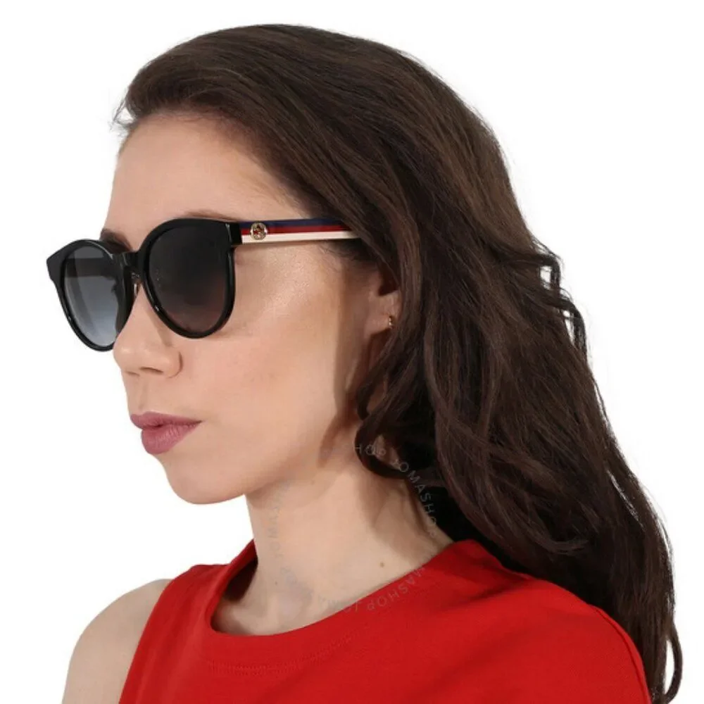 SALE! NEW Gucci GG0416SK LOGO 001 Black Grey Gradient Round Women Sunglasses